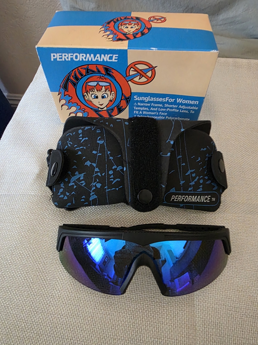 Performance Mirrored Blue Lens Sport Sunglasses